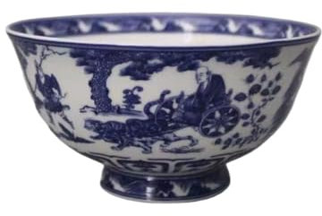 Porslinsskålar, soppkålar... Kinesisk forntida palatsstil porslinsrisskål, 16 cm 6,3 tum Qianlong blå vit klassisk kinesisk stil heminredningsprydnader