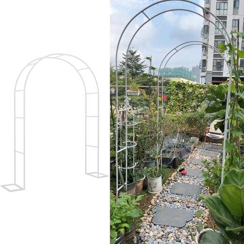 Arc De Jardin En Métal, Arceau À Rosiers Extérieur, Arc De Rose Design Treillis, Arche De Jardin Pour Diverses Plantes Grimpantes, Facile À Assembler, Pour Extérieur Patio Terrasse(White,2.4x2.2x0.4m)