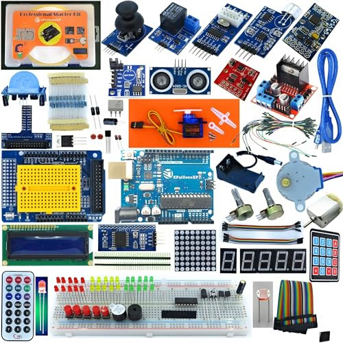ePalZoneXP Starter Kit Compatible with Arduino Uno R3, the Most Detailed 50+ Lessons, Plus 40+ Background Knowledge Articles, Detailed Explanation, Compass, Gyro UK (Professional Starter Kit)