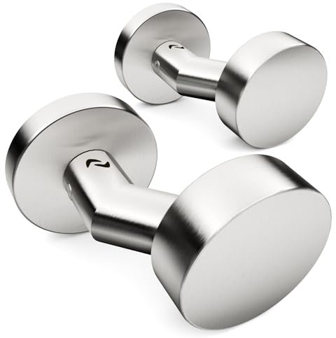 Sempro Gekröpfte Türknäufe Set Rund-R2, Drehbares Paar mit PZ-Rosetten, V2A Edelstahl (SUS304) Matt Gebürstet, Rahmenfreundliches Design