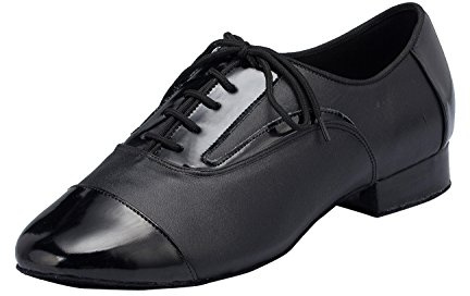 MGM-Joymod Moda Hombre Confort Zapatos con Cordones Cuero Punta Redonda Salsa Tango Samba Jazz Rumba Salón de Baile Latino Moderno Zapatos de Danza