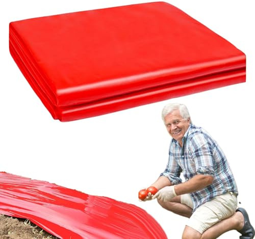 Film de paillis rouge pour jardin – Paillis rouge pour culture agricole, film de culture de plantes paysagères pour pommes de terre, tomates, aubergines, fraises