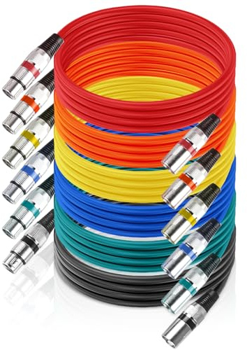 Pack de 6 cables XLR para micrófono de 2 m, cable DMX, cable de conexión de señal de micrófono DMX, cable de audio para micrófono, cable de audio de 3 pines XLR macho a hembra, cable de micrófono para