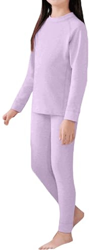 Thermounterwäsche Kinder Unisex Merinowolle Thermoset für Jungen Mädchen Baby Winter Herbst Warm Bequem Skiunterwäsche Herfstondergoedset Gymnastikanzug Trainingsanzug (Purple, 7-8 Years)