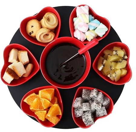 Choklad smältgryta set – keramiskt set för chokladfondue med värmare – värmeljusdriven värmemugg för 3| För dejtkväll fest familjesammankomst vardagsrum