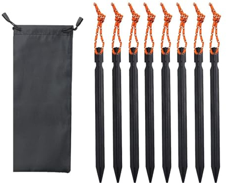 wisoolkic Estacas para tienda de campaña de 9 piezas, resistentes, acero duradero, para anclaje al suelo, para camping y refugios.