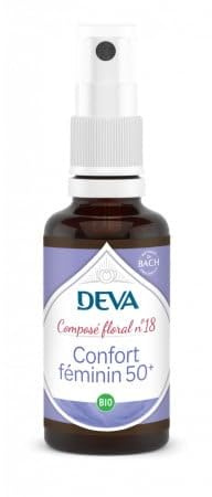 DEVA Confort Féminin 50+ n°18 Élixirs Floraux Bio Spray 30ml | Ménopause & Sérénité, 7 Fleurs (Alchemille, Amandier, Grenadier, Mauve, Noyer, Prunus, Scléranthus), Complément Alimentaire