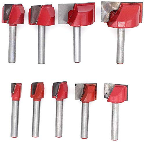 DingGreat 9Pcs 6mm Vástago Herramienta para Trabajar la Madera Fresa de Corte, 10/13/16/18/20/22/25/30/32mm Punta De Carburo De Limpieza Inferior Bit Router