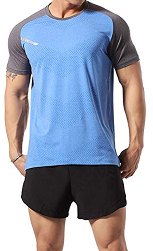 Hommes Exercer Respirant Et Confortable Le Muscle Courir Chemise Exercer Séchage Rapide Vêtements De Sport Bleu M