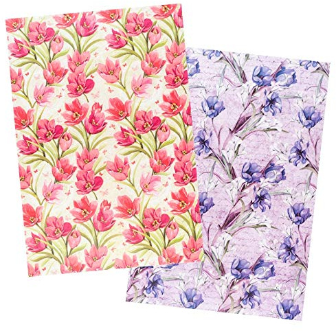 Ideen mit Herz 2 ark rispapper | Ädelt decoupage-papper | DIN A4 | 2 olika mönster | vintage, jul och mycket mer (blommor 12)