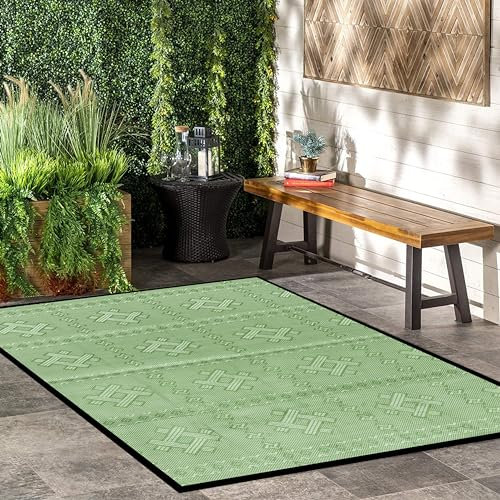 ARSUK Tappeto da Esterno in Plastica (150x100 cm) – Tappeto per Patio, Giardino, Spiaggia, Campeggio, Balcone, Terrazza, Cortile, Veranda – Lavabile, Portatile, Confortevole, Resistente e Anti-UV