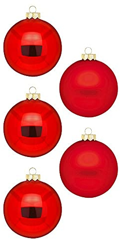 Inge Glas Weihnachtskugeln | Schöne Christbaumkugeln aus Glas | 20 Kugeln in Karton-Box | Christbaumschmuck Weihnachtsbaumschmuck Weihnachtsbaumkugeln (Merry Red | rot Glanz/matt)