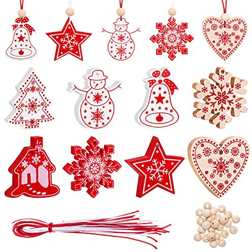 24 Pezzi Decorazioni Natalizie Legno, Addobbi Natalizi in Legno per La Casa, Albero di Natale e Addobbi per Feste