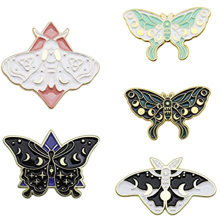 The Lord of the Tools 5 STÜCKE Emaille Brosche Schmetterling Motte Insekt Anstecknadel Brustnadel Abzeichen Wäscheklammer für Frauen Rucksäcke Steampunk Schmuck Dekorationen Zubehör