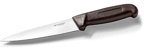 Forgast, Coltello da Cucina Professionale, Coltello per Carne Cotta e Salsicce, Lunghezza 15 cm, Coltello da Chef, Coltelli da Tavola, Lavabile in Lavastoviglie, Marrone
