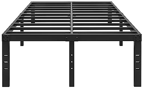 ALDRICH 18 Inch Metal Full Size Bed Frame - Black Basic Steel Slats Platform, Easy Assembly Heavy Duty Noise Free Bedframes, No Box Spring Needed