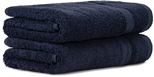 Luckytowel Handtücher Set 50x100 cm 100% Baumwolle, Handtuch-Set 2er Pack Dunkelblau