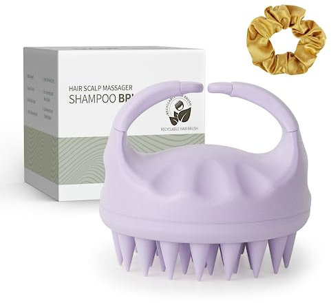 Sndyi Shampooing Brosse À Cheveux, Brosse Massage Cuir Chevelu en Silicone pour Exfoliation et Massage de la tête | Réduit les Pellicules, Stimule la Croissance des Cheveux | Humide & Sec, Taro Violet