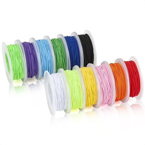 HONZUEN Filo Elastico per Braccialetti,12 Colori Filo per Braccialetti,Filo per Collane,Filo Elastico per Braccialetti Resistente per Artigianato Fai Da Te,Gioielli,Perle,Collane (1mm*20m)