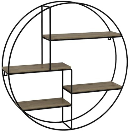 Vicco Libreria da parete Fyrk, Rovere, 55 x 55 cm Rotondo, per montaggio a parete con quattro vani aperti