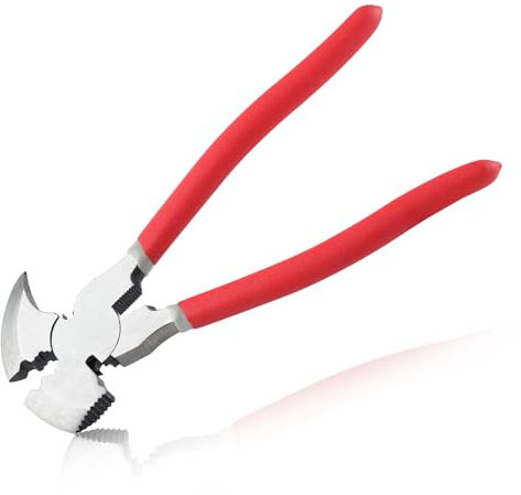 LEONTOOL 9.5 Inches Fencing Pliers Tool Fence Pliers Tool Hammer Head with 2 Wire Cutters, Wire Twisting Pliers Nail Puller Pliers Multi Purpose Fence Tools for Installation and Removal of Wire Fence