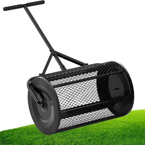 SACLMD Fertilizer Peat Moss Spargir,Spartir di rulli di Muschio di Torba,spargitore Compost per Giardino da Giardino,spargitore di Muschio di Torba,per la Semina,Black-32 * 60cm