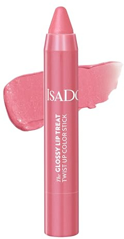 IsaDora The Glossy Lip Treat Twist Up Colour Stick – Feuchtigkeitsspendender Lipgloss mit nicht klebender Farbe, der Ihre Lippen pflegt und nährt – Veganes Make-up, tierversuchsfrei (15 Sugar Crush)