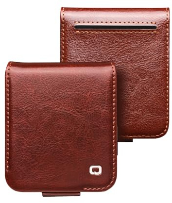 Étui en cuir véritable naturel pour Samsung Galaxy Z Flip 6 5G Premium en cuir de vachette de luxe portefeuille avec boucle magnétique pour Samsung Z Flip 6 étui (marron)