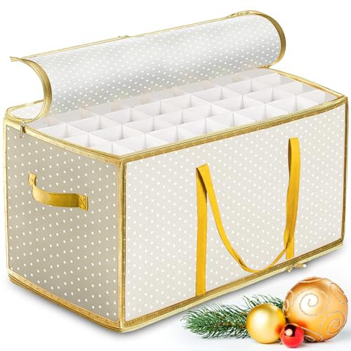 LPAOIS XXL Aufbewahrungsbox für Christbaumkugeln - für 128 Kugeln - Aufbewahrungsbox Weihnachtstasche für Christbaumkugeln Weihnachtsschmuck - Sortierbox Kiste für Weihnachtsschmuck faltbar