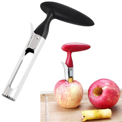 Vide-pomme avec poignée en ABS et lame dentelée en acier inoxydable (noir)