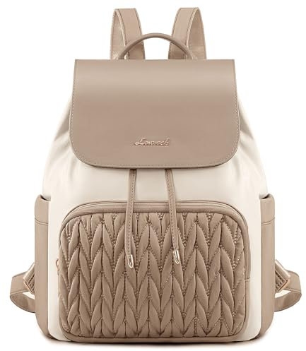 LOVEVOOK Rucksack Damen Klein, Elegant Cityrucksack Kleiner Tagesrucksack Rucksacktasche Wasserdicht, Mini Casual Daypack Backpack Women Modern für Freizeit Reisen Schule Arbeit, Khaki Beige