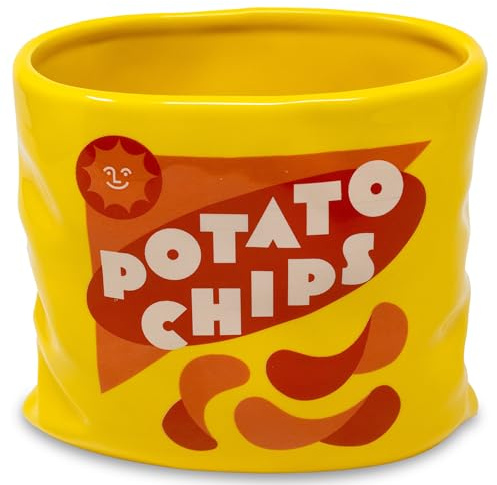 ban.do Vintage Inspired Potato Chips Bag Vase, Decorative Ceramic Vase, Large Flower Vase, Unique Potato Chip Decor for Home/Kitchen/Office