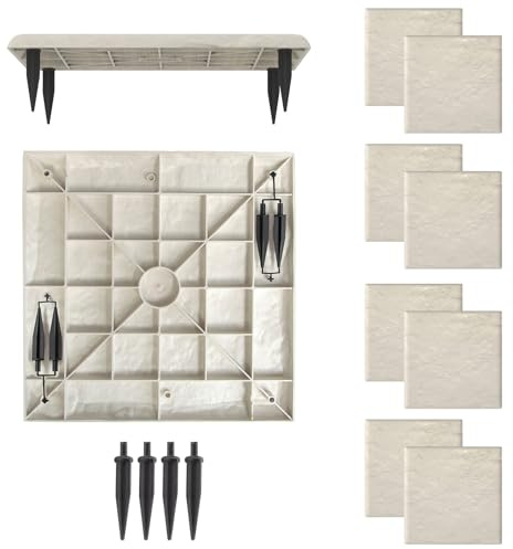 RELAX4LIFE 8 Pezzi di Pietre da Passo 39,5 x 39,5 cm, Tappeti Decorativi da Esterno con Picchetti, Blocchi di Paesaggio in PP per Giardino, Cortile, Sentiero, Passeggiata