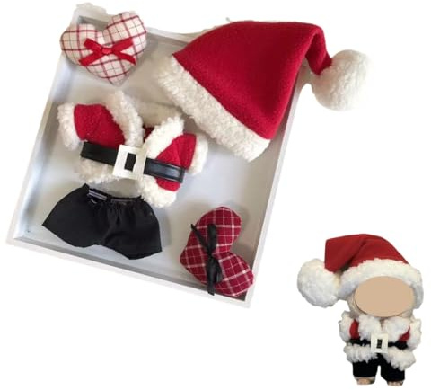 Costume de Père Noël pour Labubu, costume de Noël pour poupées Labubu, vêtements de poupée de vacances en peluche avec ceinture et chapeau pour figurines Pop Mart, décoration de collection ou
