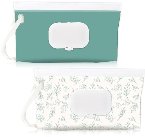 SANNIX Lot de 2 distributeurs de lingettes pour bébé, portables, rechargeables, réutilisables et étanches, étui de voyage bleu