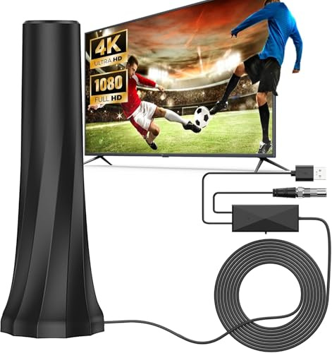 DVB-T2/DVB-T Antenne,Zimmerantenne für Fernseher mit Verstärker,TV-Antenne mit hochverstärktem Magnetfuß, 360°-Empfang, Unterstützt 4K/1080P HD-Kanäle und alle Fernseher.