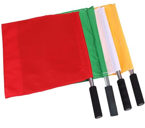 MAGICLULU 4 Pièces Drapeaux Arbitre Signalisation Main Poignée Confortable Mât Acier Inoxydable Couleurs Lumineuses pour Football Extérieur et Juges de Ligne