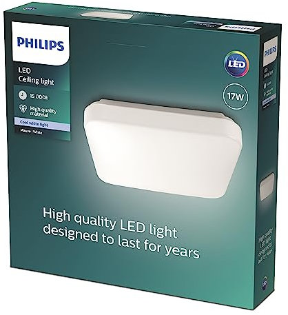 Philips myLiving Mauve LED Deckenleuchte (17 W), LED Leuchte mit kaltweißem Licht, energiesparende Raumbeleuchtung mit EyeComfort, weiß