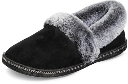 Skechers Women's Cozy Campfire - Team Toasty Low Top Slippers, Black Black Microfiber Suede Faux Fur Line Blk, 5 UK