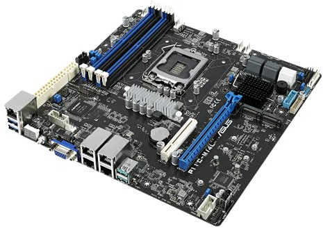 Asus server P11C-M/4L scheda madre professional Intel Xeon E-2100 socket 1151, DDR4 2666 max 64 gb, chipset Intel C242,formato UATX, 4 x Intel® I210AT + 1 x Mgmt, software asus control center