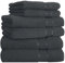 Mixibaby Handtuch 6er Set 2X Duschtuch 2X Handtuch 2X Gästetuch 100% Baumwolle Frottee, Farbe:Antrazit