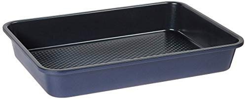 Blue Diamond Bakeware Molde rectangular Antiadherente cerámico con infusión de diamante para tartas de 33 cm x 23 cm, fácil de desmoldar, apto para lavavajillas y congelador, sin PFAS, azul