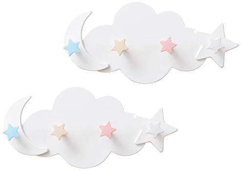 Cabilock 2 Stück Cartoon-Aufbewahrungshaken Kleiderhaken Wandmontage Kinder-Wandhaken Rustikale Klebehaken Zum Aufhängen Mond Und Stern Kinderzimmer-Wandhaken Für