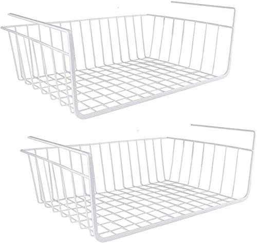 Greenfields Under Shelf Kitchen Storage Basket Metal Wire Storage Basket Organiser for Home, Office, Kitchen, Bathroom, Pantry, Cabinet Solid Construction Maximise Space (Pack of 2)