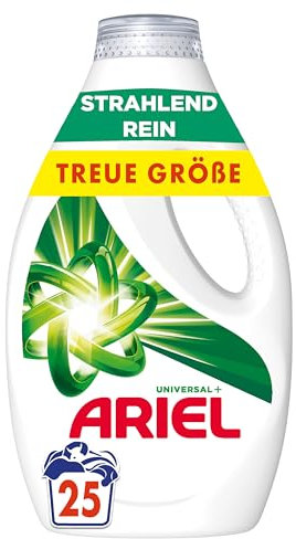 Ariel Flüssigwaschmittel Waschmittel, 25 Waschladungen Universal+, Kraftvolle Fleckenentfernung Schon Ab Der 1. Wäsche