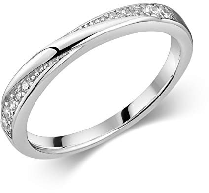 Materia Damen Ringe Silber 925 mit Stein - dünn Verlobungsring mit Ringetui SR-132-54