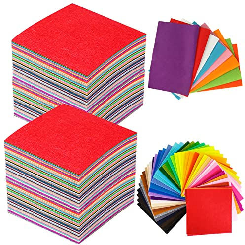 90 PCS Polyester Felt Fabric Craft Sets Assorted Colour Felt Squares 10cm Patchwork Feltpaper for Sewing Crafting
