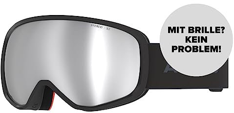 ATOMIC REVENT STEREO Skibrille - Black - Skibrillen mit Blendschutz - Hochwertig verspiegelte Snowboardbrille - Brille mit Live Fit Rahmen - Skibrille mit Doppelscheibe