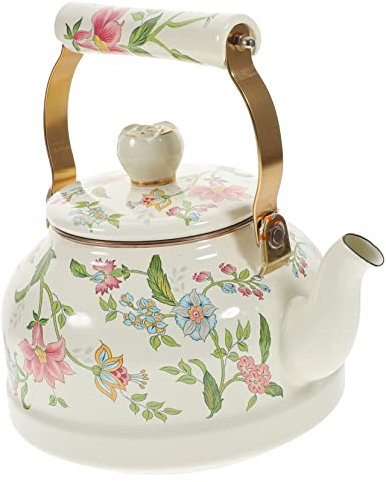 Homoyoyo Induktionsherd Wasserkocher Pfeifende Retro Wasserkessel Induktion Kaffeekocher Handhaben Kochende Wasserkocher Für Den Herd Groß Weiß Emaille Zubehör Altmodisch