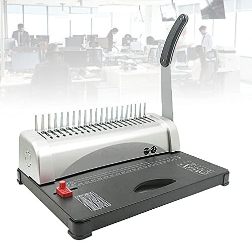 21-Loch-Drahtbindegerät A5/A4, manuelles Metallkammbindegerät mit Einzelbindung für 12 Seiten, Spiralbindegerät mit Einstellknopf